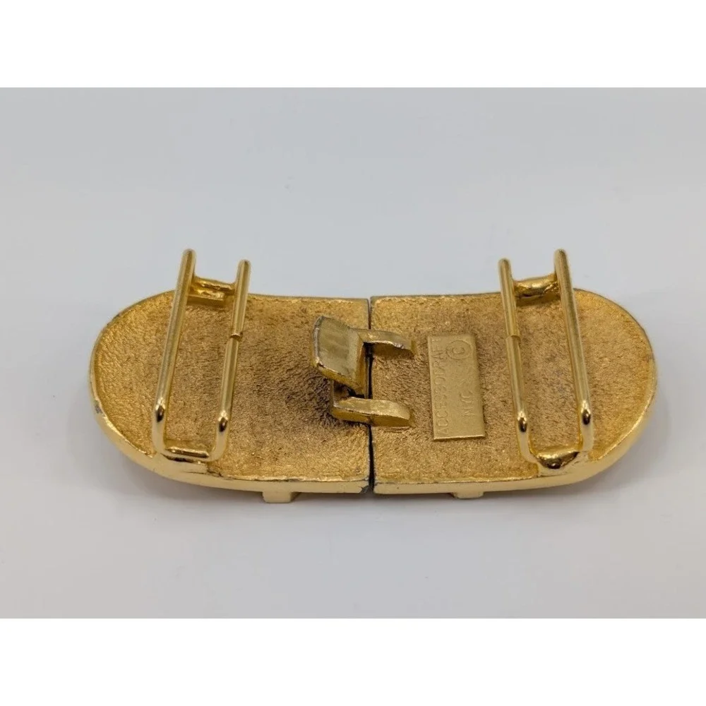 VTG Accessocraft NYC Gold Tone Belt Buckle Interlocking X Two Piece‎ 80s Glam